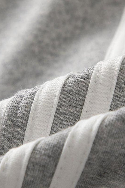 Stripe Embroidery Relaxed Double Waist Pants