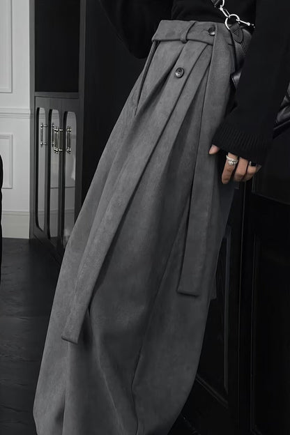 Relaxed Fluid Ribbon Curved Pants