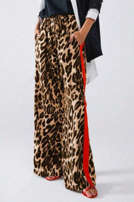 Leopard Print Relaxed Wide Leg Pants