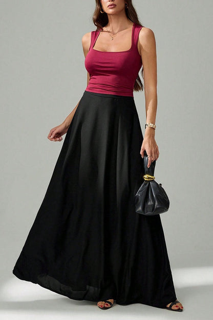 Black Ins Style Umbrella Maxi Skirt