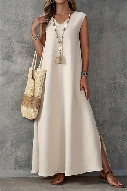 Sleeveless V-neck Side Slit Maxi Dress