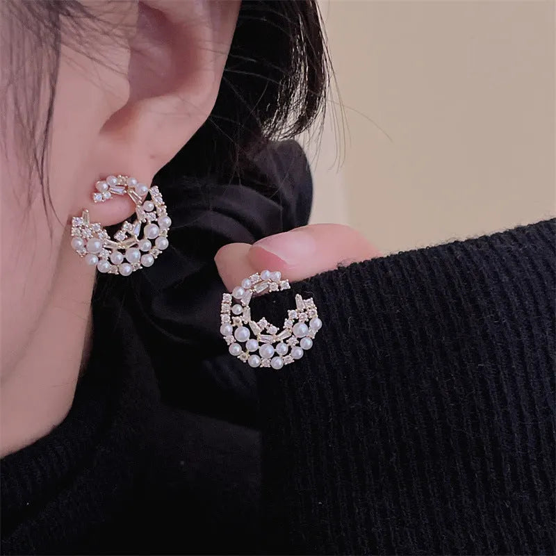 Elegant Pearl Hoop Earrings