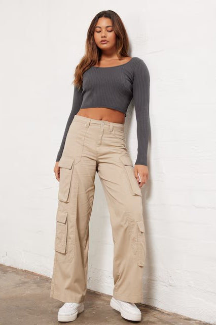 American High-waisted Straight Leg Cargo Pant
