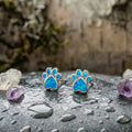 Oceanic Paw Necklace + Earrings Set In Blue Opal And Silver