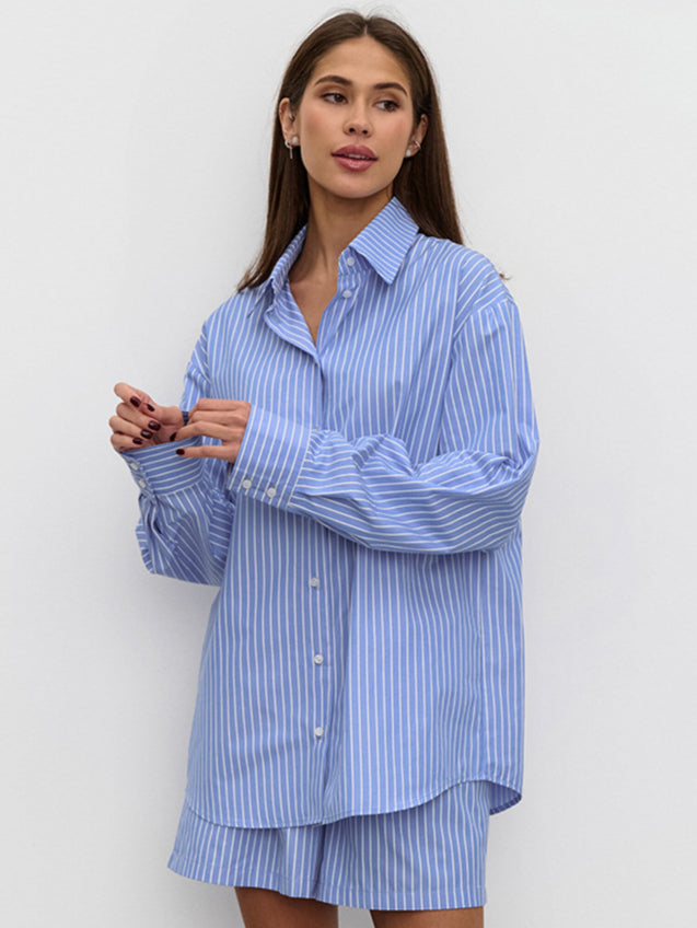 Striped Cotton Set Blouse