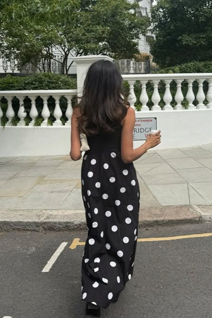 Polka Dot Splice Maxi Dress
