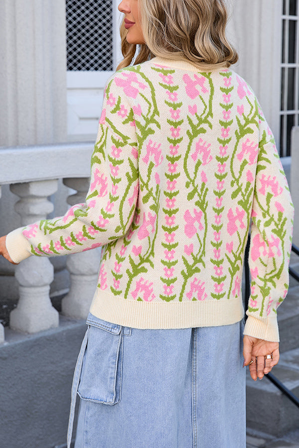 Fashionable Knitted Crew Neck Sweater