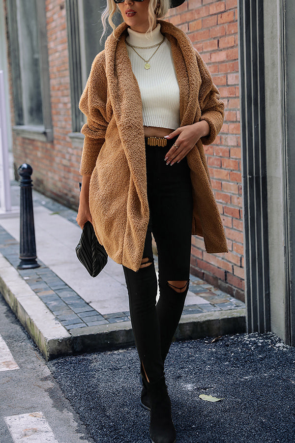 Color Double-faced Velvet Loose Long Coat