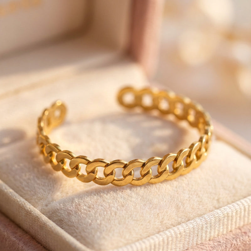Vintage Wide Bangle Chain Bracelet