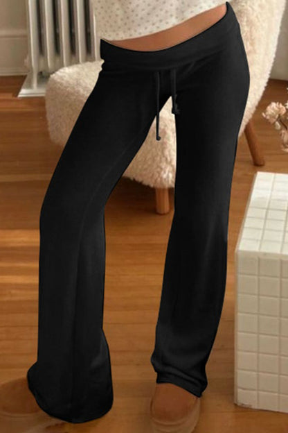 Roll Waist Color Low Rise Knit Pants