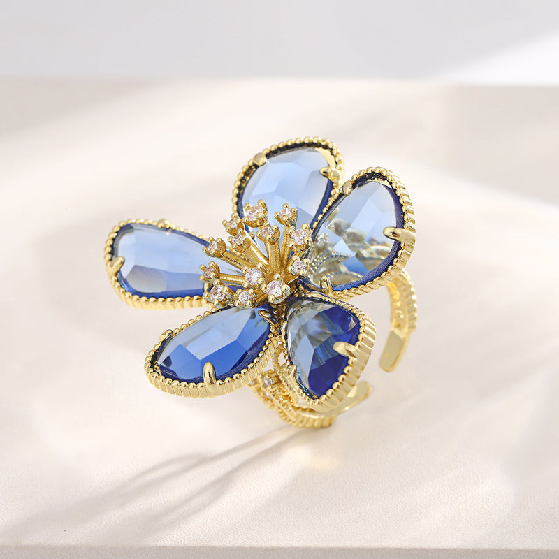 Elegant Sapphire Flower Ring