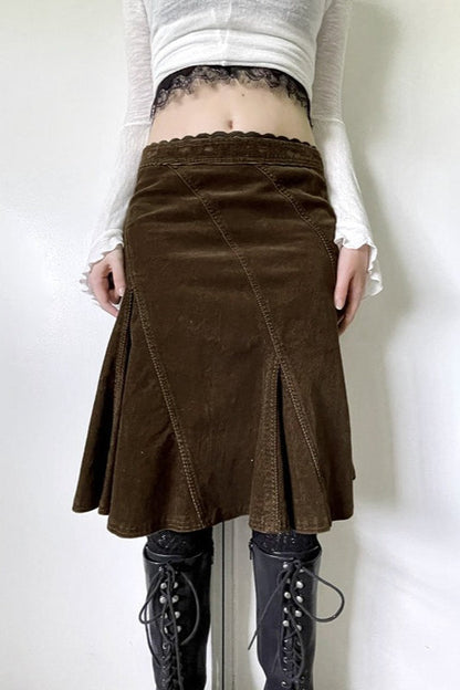 Lace Trim Colorblock A-line Skirt