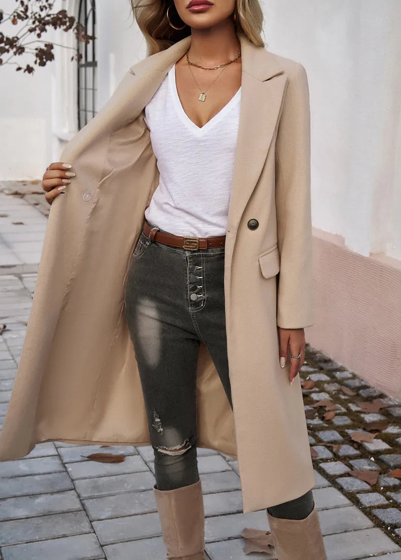 Everyday Double-breasted Woolen Coat