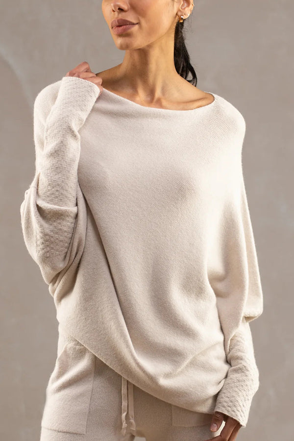 Color Round Neck Long Sleeve Loose Knitted Sweater