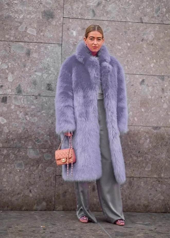 Luxe Faux Fur Lapel Coat