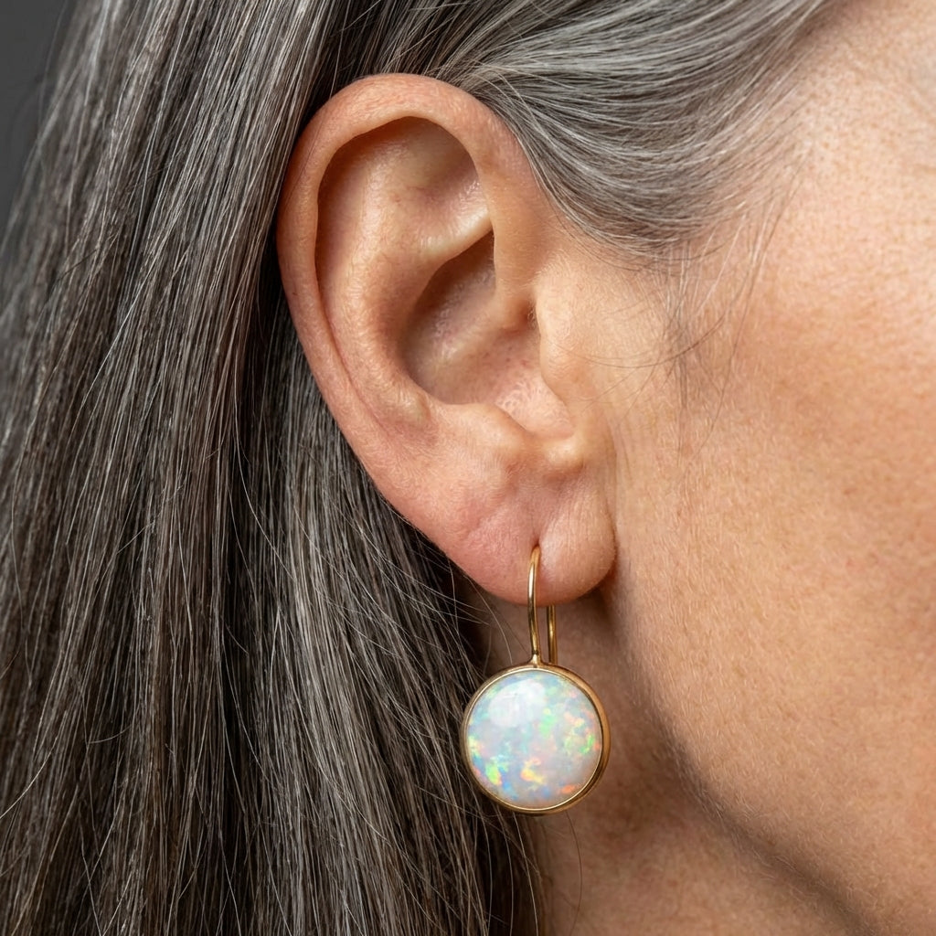 White Opal Vintage Earrings