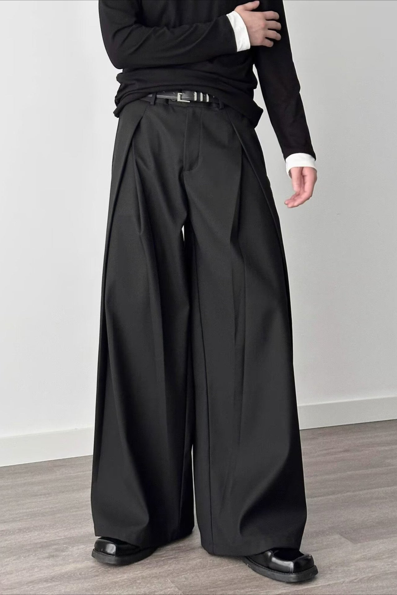 3d Pleat A-line Wide Leg Pants