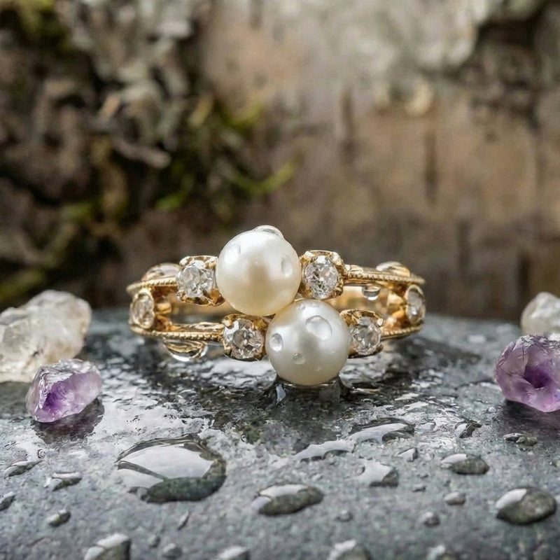Elegant Pearl Diamond Ring