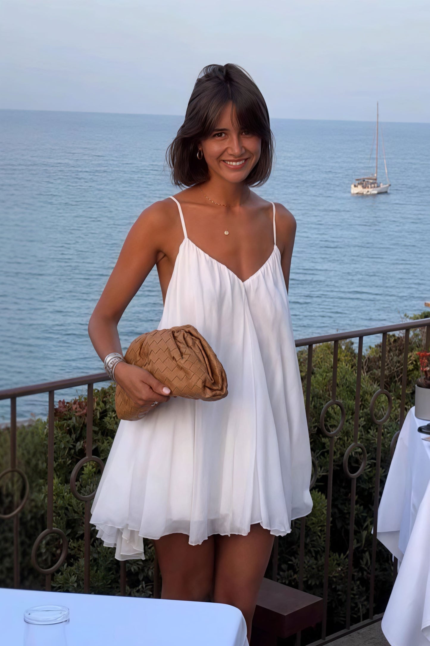 Pleated Flowy Cami Mini Dress