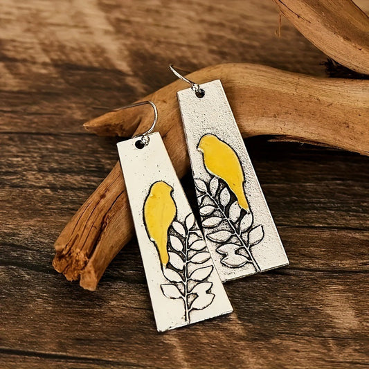 Handmade Yellow Bird Earrings