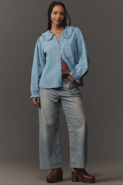 Denim Long Sleeve Blouse