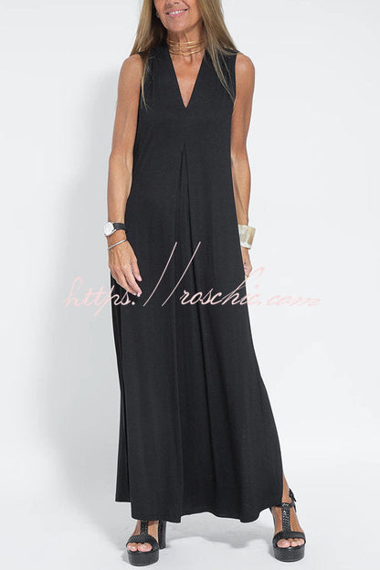 Is Eternal Knit Color Sleeveless Slit Maxi Dress