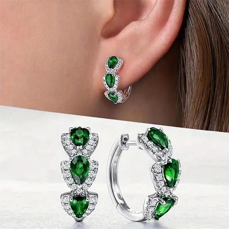 Shiny Crystal Hoop Earrings
