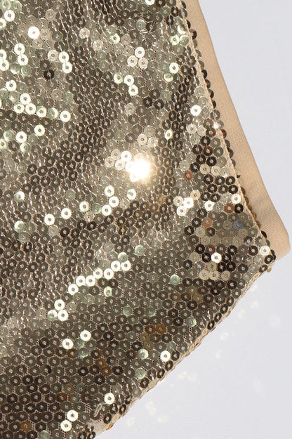 High Waist Sequin Panel a Line Maxi Skirt