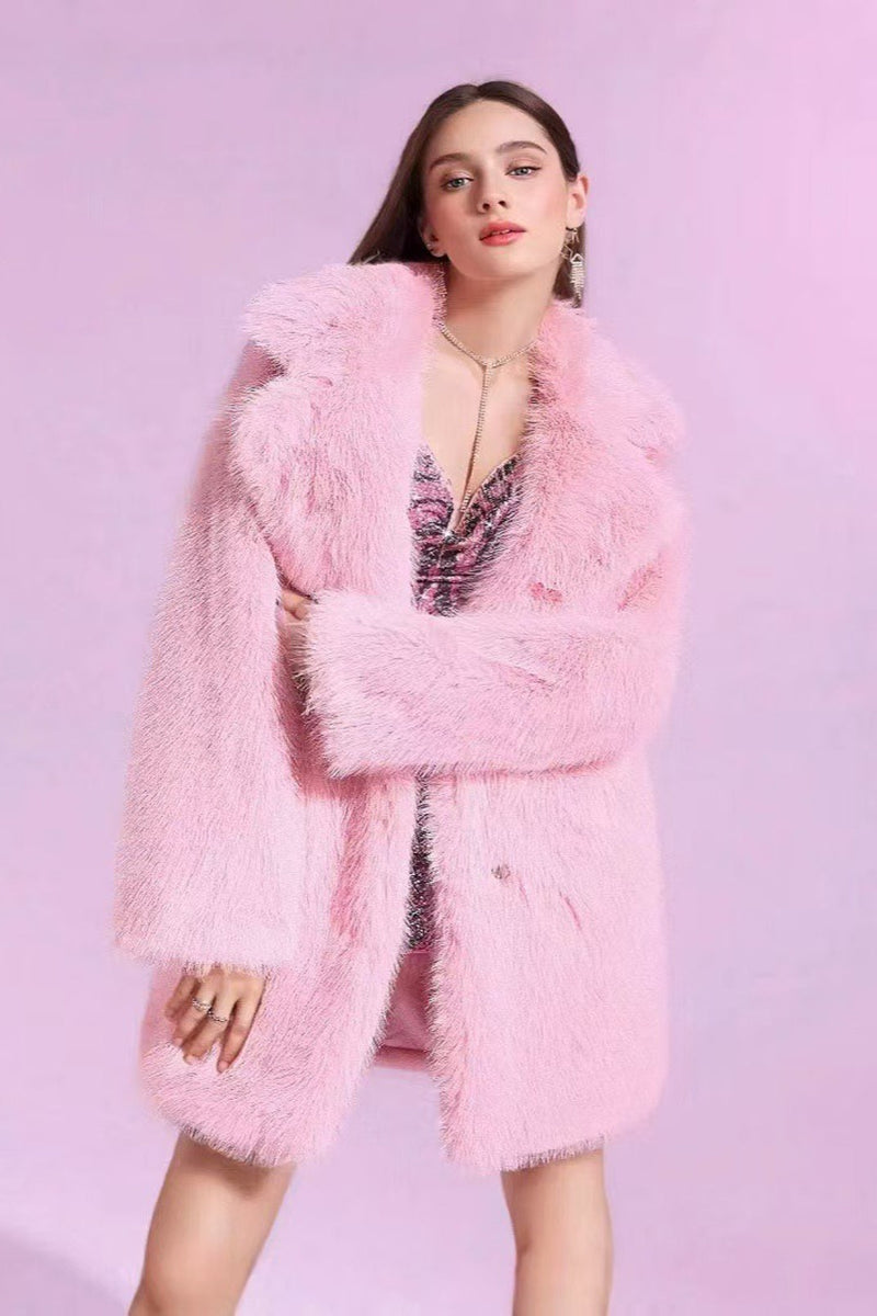 Color Plush Trench Overcoat