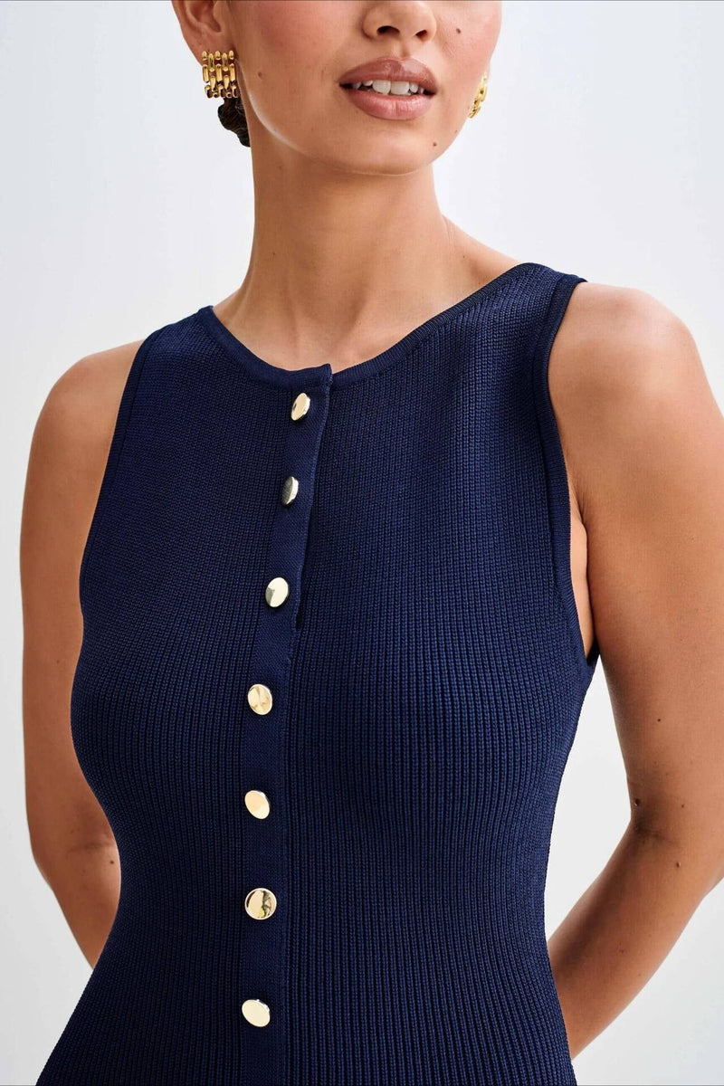 Sleeveless Round Neck Knit Sweater Dress