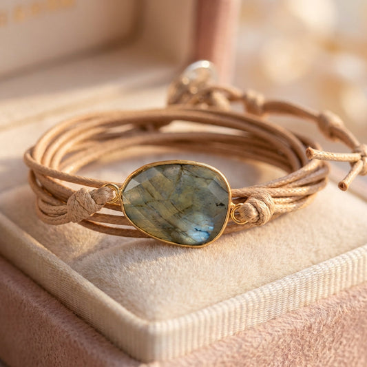 Vintage Leather Stone Bracelet