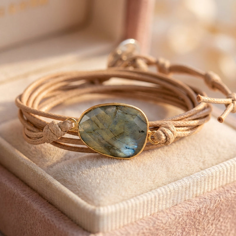Vintage Leather Stone Bracelet