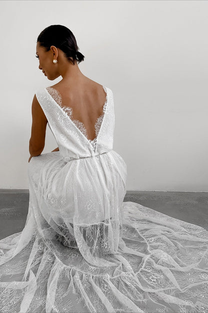 V Neck Loose Lace Maxi Dress