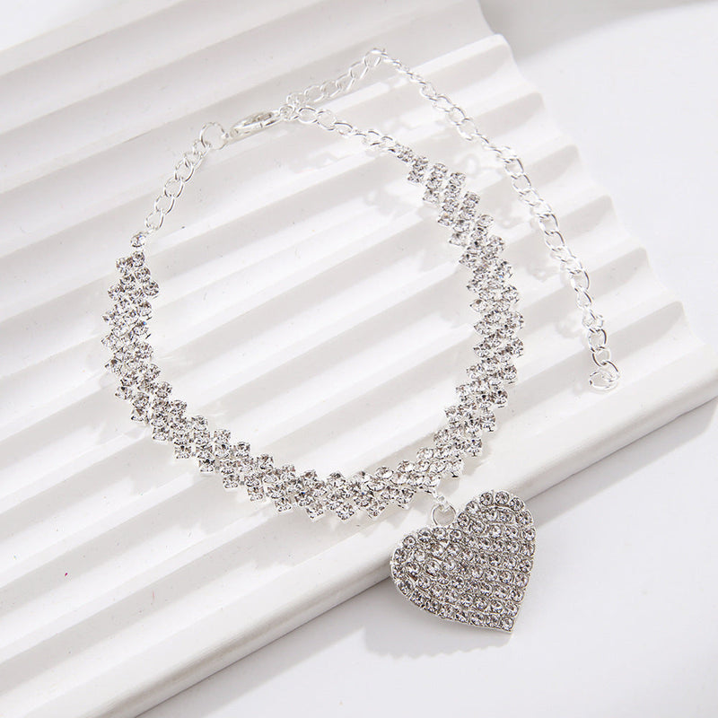 Vintage Silver Crystal Heart Charm