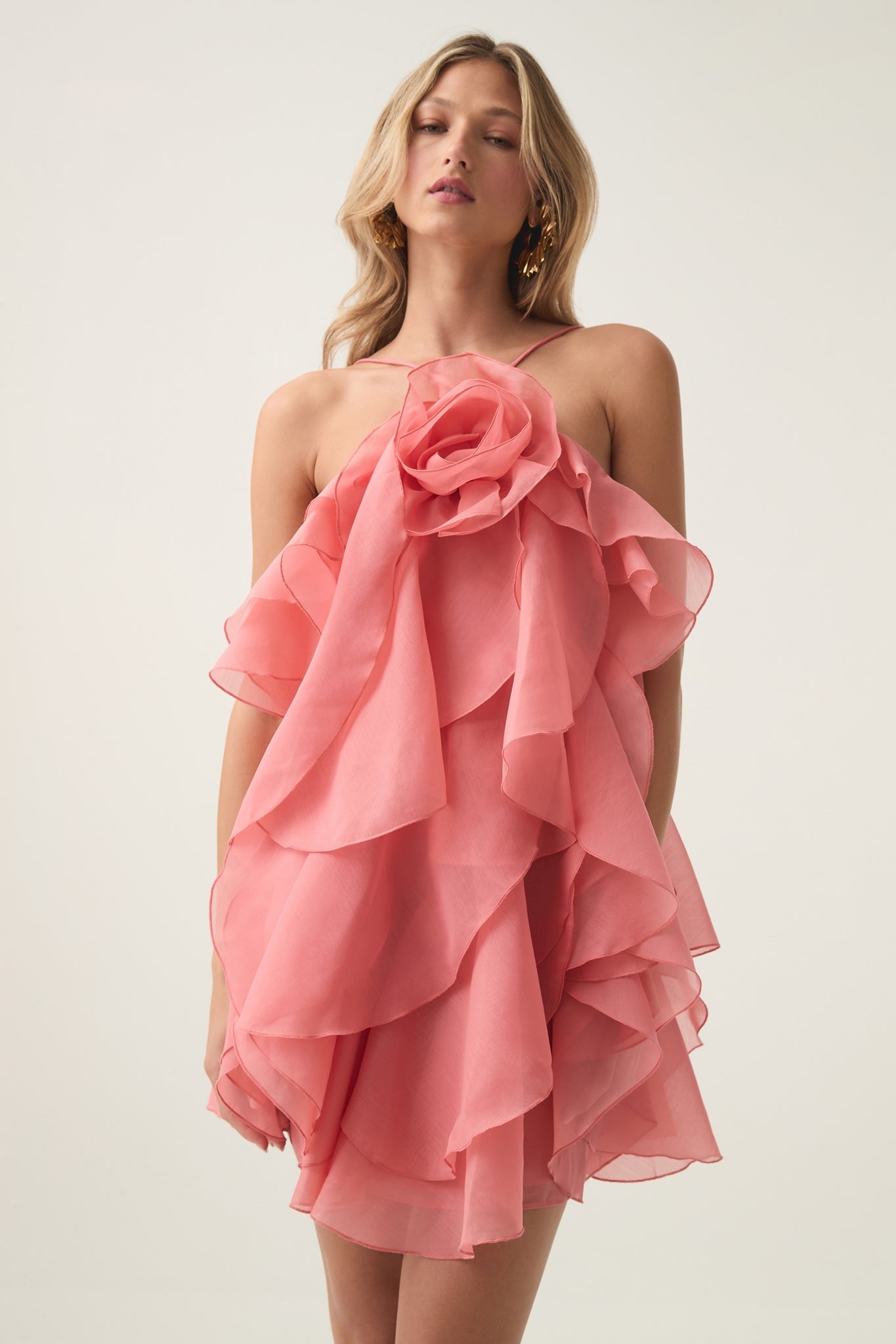 Sara Ruffle Chiffon Mini Dress