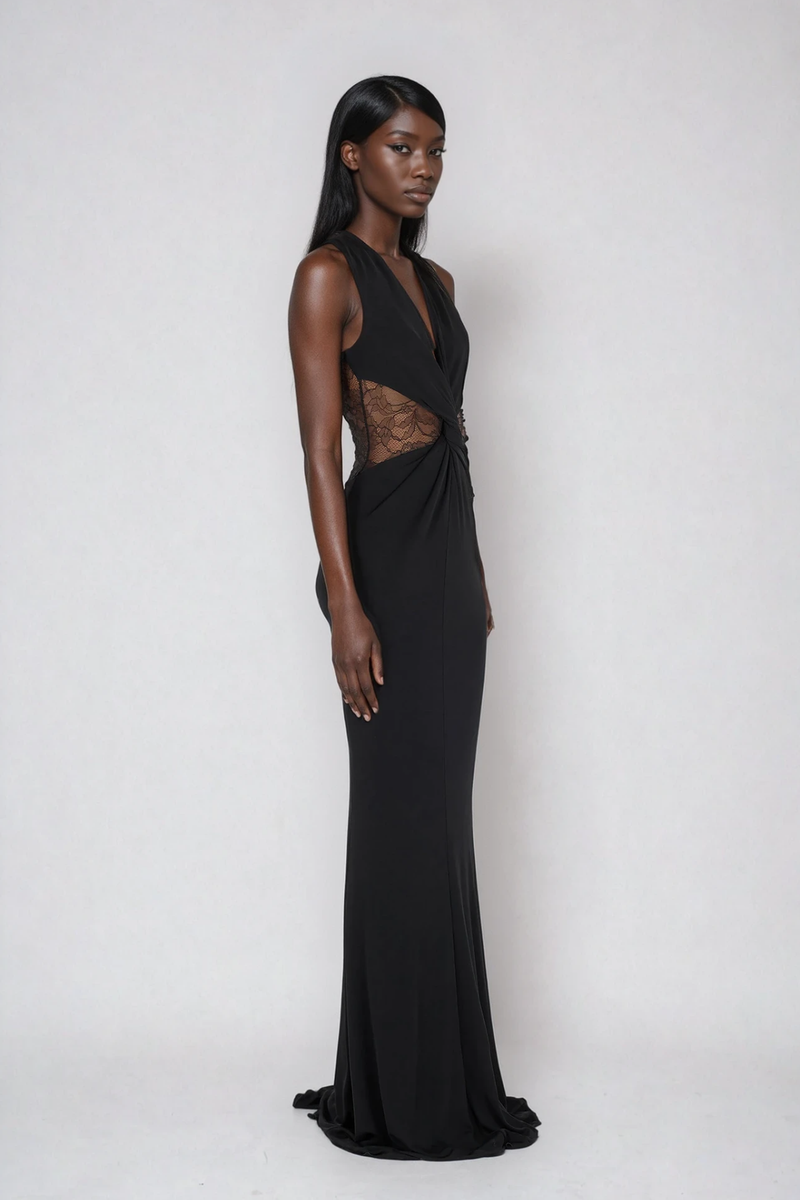 Davaa Sleeveless Twist Lace Maxi Dress