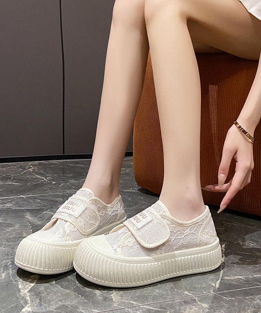 Comfy Beige Breathable Mesh Splicing Flats