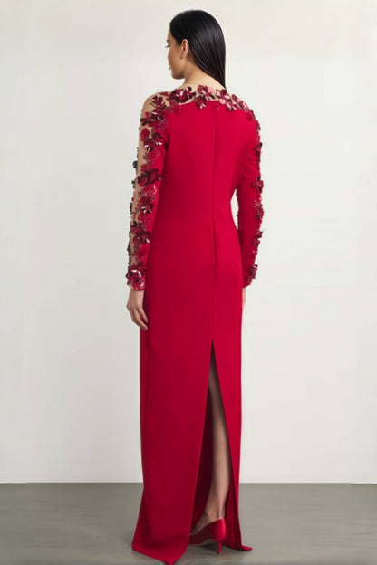 Thety Red 3d Mesh Maxi Dress