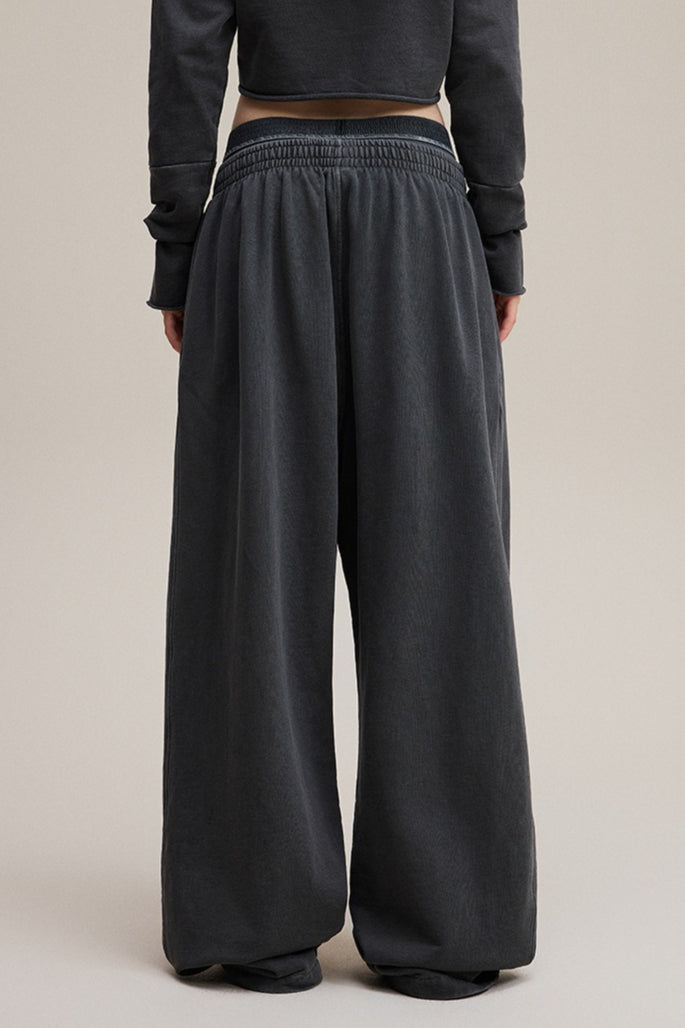 Double Waist Denim Knit Pants