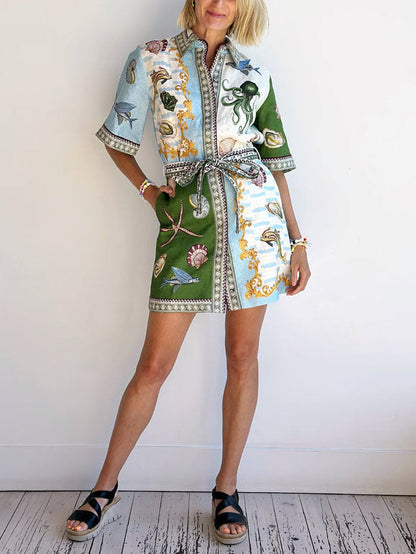 Unique Deep Sea Print Mini Dress