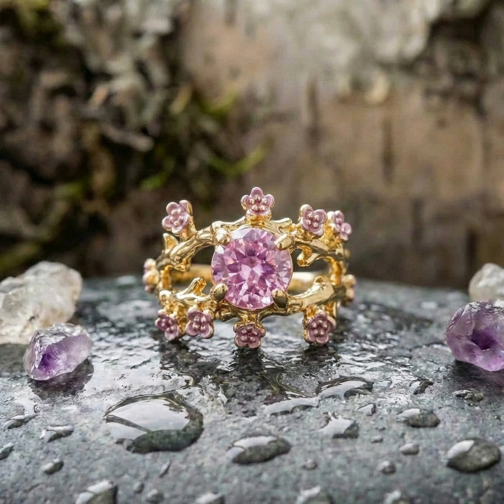 Elegant Purple Flower Ring