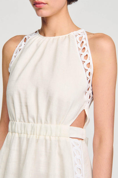 Heart Shape Lace Halter Neck Midi Dress