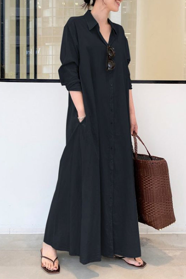 Long Sleeve Simple Loose Long Dress