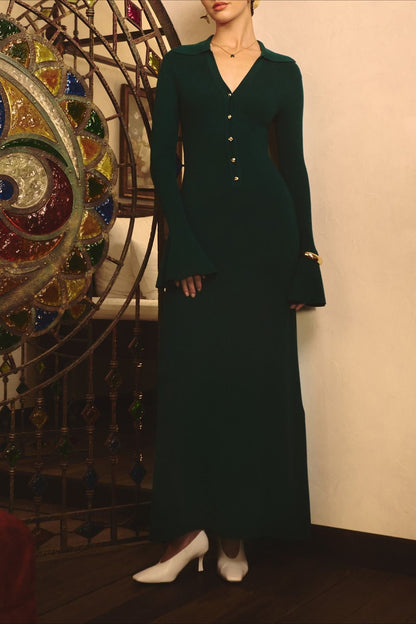 Collared Knit Sweater Dress