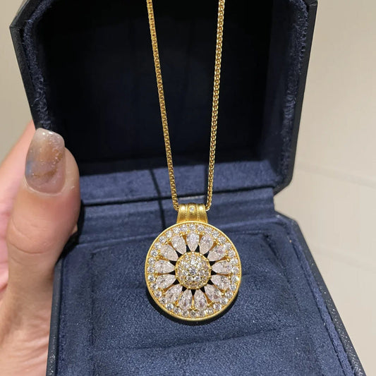 Elegant Diamond Sun Necklace