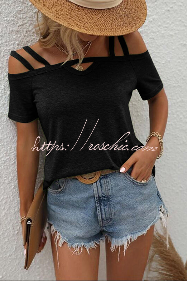 Color Cold Shoulder T-shirt