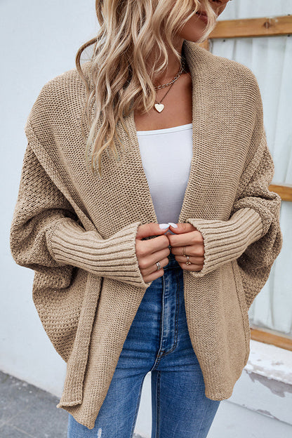 Color Dolman Sleeve Knitted Cardigan