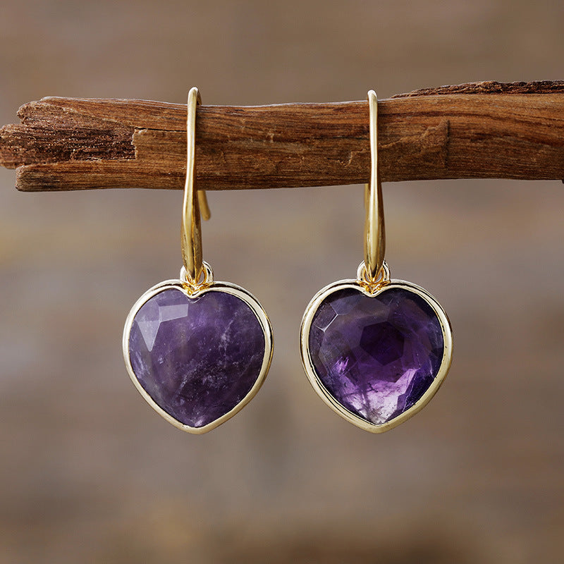Elegant Amethyst Heart Earrings