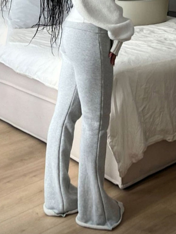 Grey Low Rise Flare Leg Pants