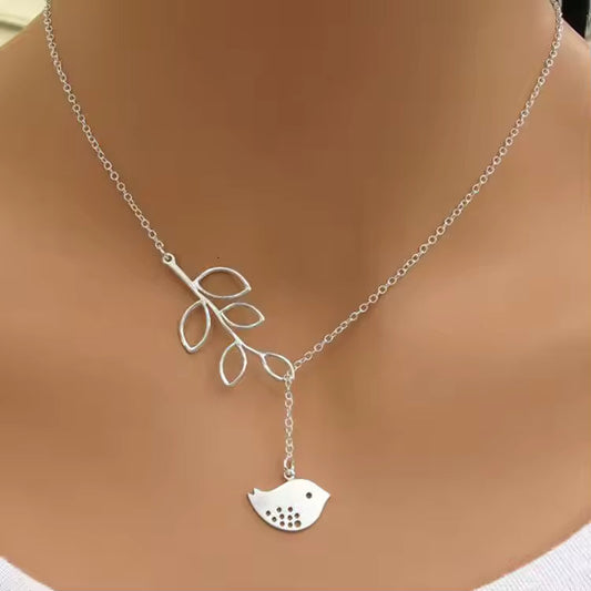 Elegant Bird Leaf Necklace